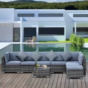 Image of Outsunny 7-Seater Outdoor Garden Rattan Furniture Set w/ Coffee Table