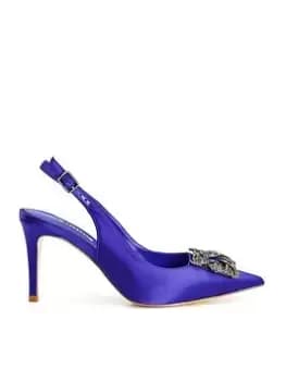 Image of Dune London Charleston Brooch Sling Back Heels - Blue Size 4, Women