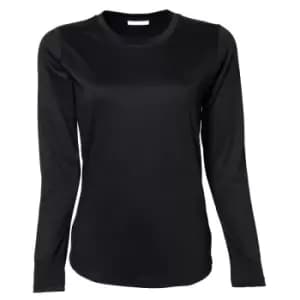 Image of Tee Jays Womens/Ladies Interlock Long Sleeve T-Shirt (2XL) (Black)