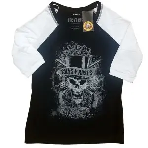 Image of Guns N' Roses - Faded Skull Ladies Large T-Shirt - Black,White