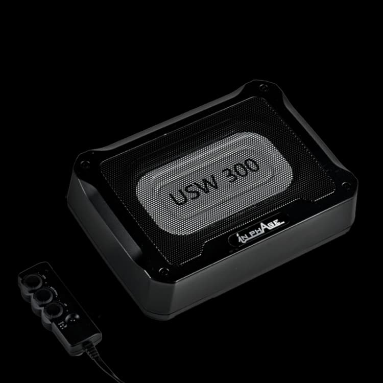 Image of In Phase USW300 300W Underseat Ultra Slim Compact Active Subwoofer System Die-Cast Aluminium