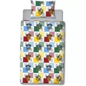 Image of Harry Potter Hogwarts Houses Duvet Cover Set (Single) (Multicoloured) - Multicoloured