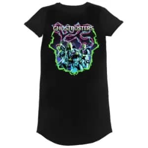 Image of Ghostbusters Womens/Ladies Arcade Neon T-Shirt Dress (S) (Black)