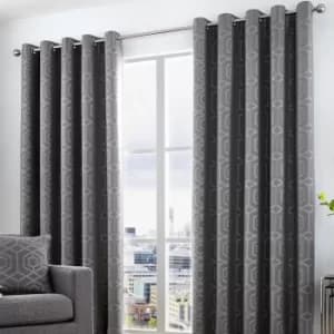 Image of Curtina Camberwell Graphite Eyelet Curtains Graphite (Grey)