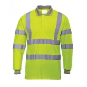 Image of Portwest Mens Hi-Vis Long Sleeve Polo Shirt (XL) (Yellow) - Yellow