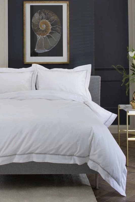 Image of The Lyndon Company Hampstead Percale Cotton Duvet Set Silver unisex Double