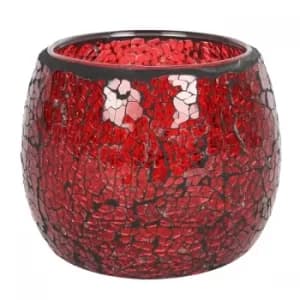 Image of Large Round Red Crackle Candle Holder