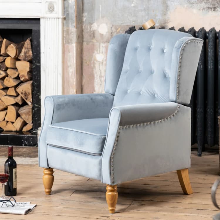 Image of Artemis Home Annapoli Recliner Armchair in Light Blue Light Blue Unisex