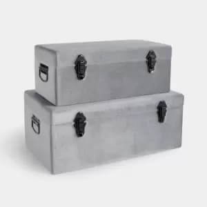 Image of Set of 2 Velvet Silver Storage Trunks