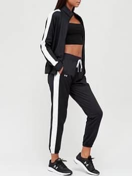 Image of Under Armour Tricot Tracksuit - Black/White, Size 2XL, Women