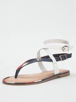 Image of Tommy Hilfiger Elastic Flat Sandals - Red