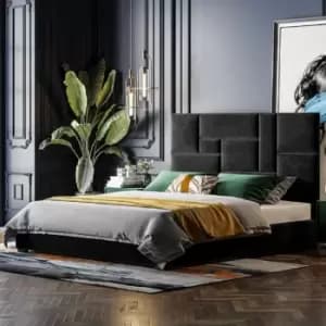 Image of Conmo Bed Single Plush Velvet Black