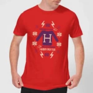 Image of Harry Potter Christmas Sweater Mens T-Shirt - Red - L