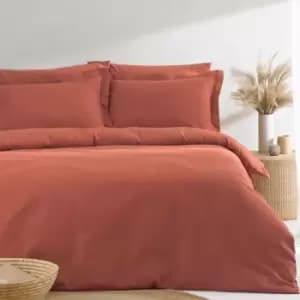 Image of The Linen Yard Waffle Super King Duvet Cover Set Cotton Red Clay