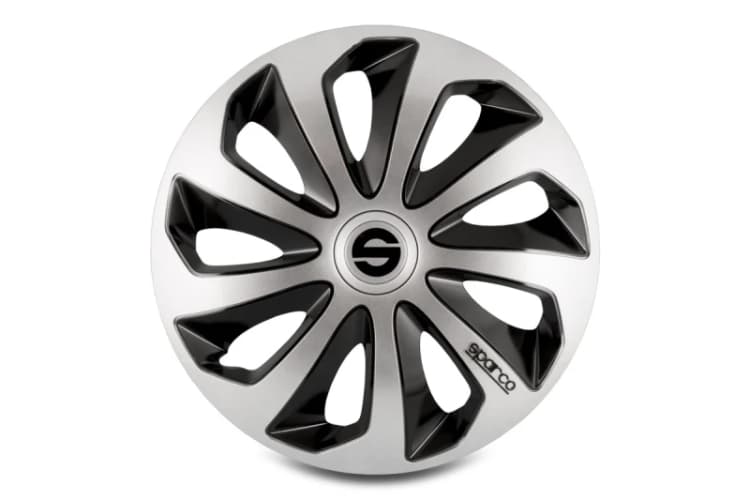 Image of SPARCO SPARCO 4 Hubcaps 13" Sicilia Silver and Black 6922516306664