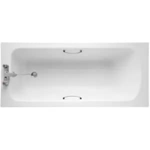 Image of Sandringham 21 1700mm x 700mm Bath with Handgrips and Tread - 2 Tap Hole - Armitage Shanks