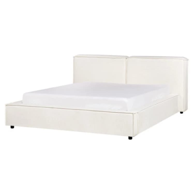 Image of Beliani Bed Fabric Linards 160 X 200 Cm (Eu King Size) Off-White