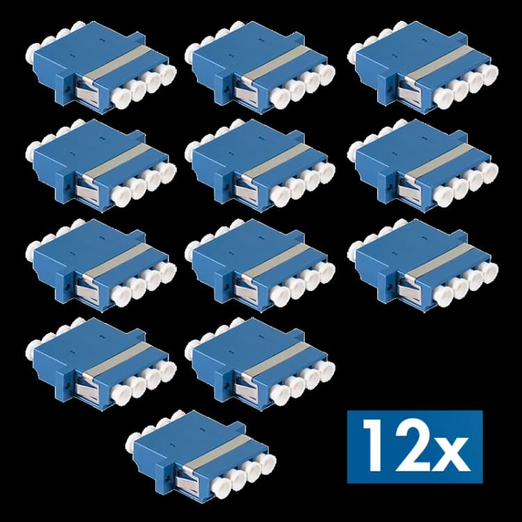 Image of LogiLink Fiber Adapter LC Quad. 12 pieces. with flange. blue