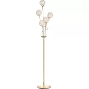 Image of Modern Floor Lamp w/ K9 Crystal Shade, 5 Light, for Living Room, Gold - Gold Tone - Homcom