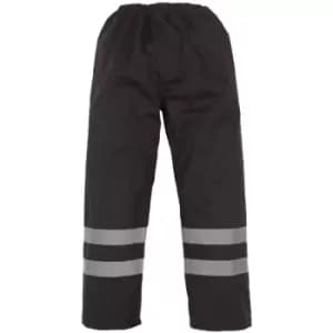 Image of Yoko Mens Hi-Vis Waterproof Contractor Over Trousers (2XL) (Black) - Black