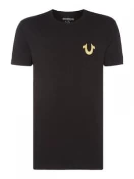 Image of Mens True Religion Metallic flock print t shirt Black