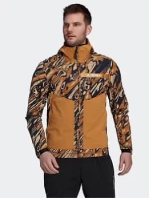Image of adidas Terrex Multi Graphic Stretch Softshell Jacket, Brown, Size S, Men