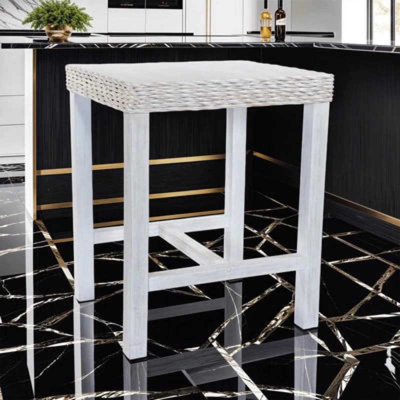 Image of FWStyle Solid Pine Bar Table Whitewash Painted Finish Reclaimed White