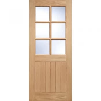 Image of LPD External Oak COTTAGE 6 Light Clear Double Glazed Front Door D&G - 762mm x 1981mm