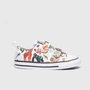 Image of Converse Ctas Ox 2v Science Class Animal Print Infant Trainer, White/Black, Size 4