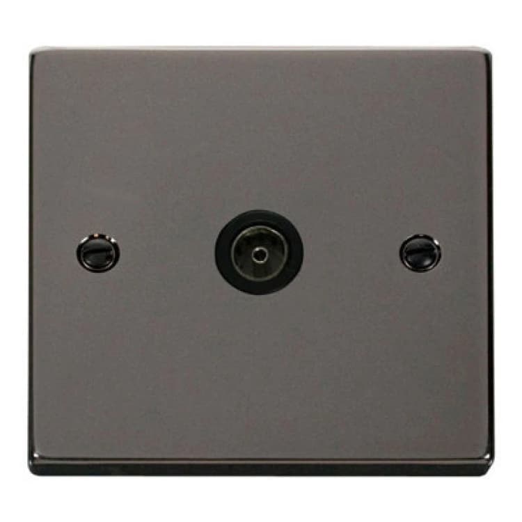 Image of SE Home Black Nickel 1 Gang Single Coaxial TV Socket Black