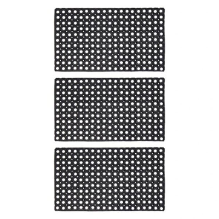 Image of JVL JVL Contract Rondo Rubber Ring Scraper Doormat, 50x100 cm, Pack of 3 Black