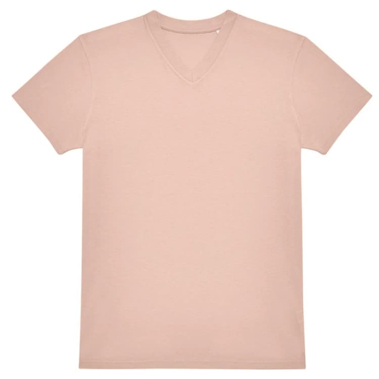 Image of B&C Mens E150 Plain V Neck T-Shirt in Peach Size: XS Peach Male XS