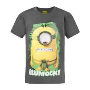 Image of Minions Official Childrens/Kids Blumock T-Shirt (7-8 Years) (Charcoal)
