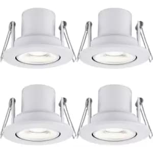 Image of 4 PACK Recessed Tiltable Ceiling Downlight - 8.5W Cool White LED - Matt White