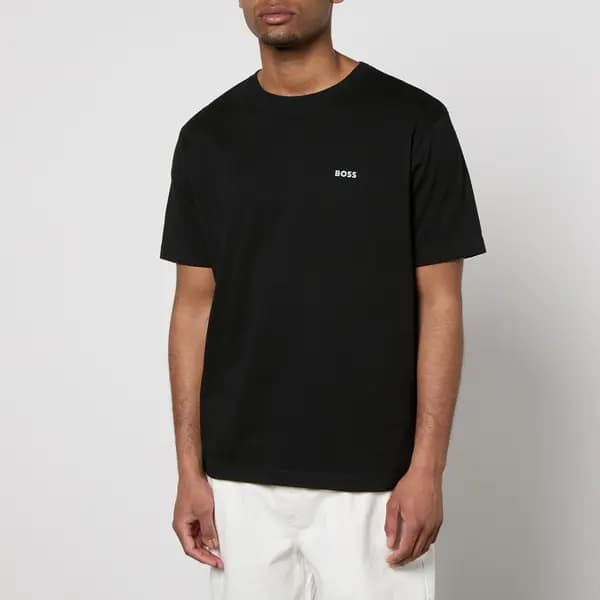 Image of BOSS Orange Coral Reverse Graphic Cotton-Jersey T-Shirt - XL Black Tops male 50515357-001 XL