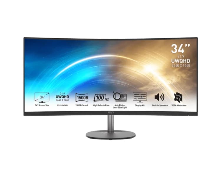 Image of MSI PRO MP341CQDE computer monitor 86.4cm (34") 3440 x 1440 pixe