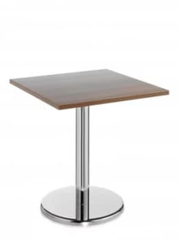 Image of Pisa Square Table With Round Chrome Base 700mm - Walnut
