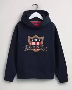 Image of GANT Teens Teens Banner Shield Hoodie (170) Blue