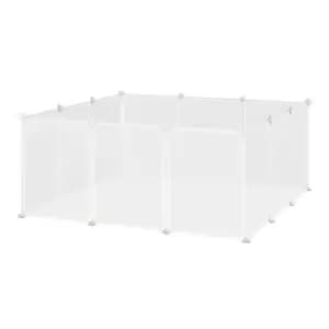 Image of Pawhut Pet Playpen & Diy Small Animal Cage w/ 12 Panels For Kittens - Bunnies - Chinchilla - White
