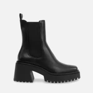 Image of Steve Madden Womens Parkway Leather Heeled Chelsea Boots - Black - UK 4