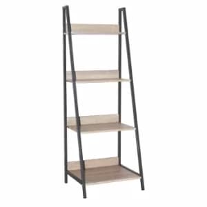 Image of Loft Ladder Bookcase Unit with Oak Effect and Grey Metal Frames