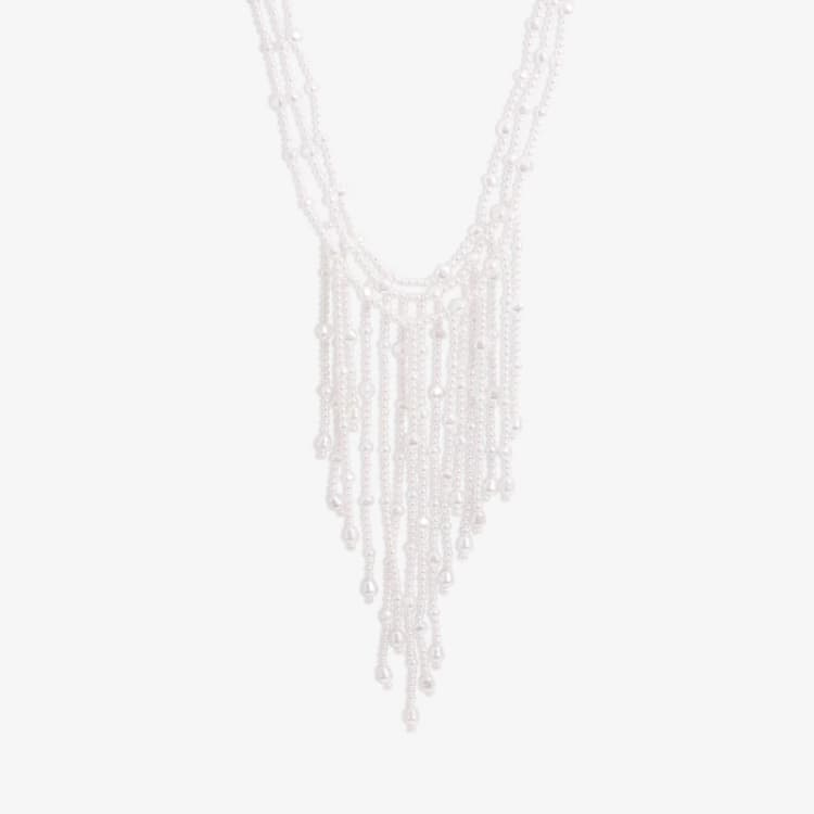 Image of Mood Gold Pearl Cascade Statement Necklace Gold