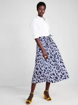 Image of Spring Flight Tie-Waist Skirt - Blue - L (Uk 16)