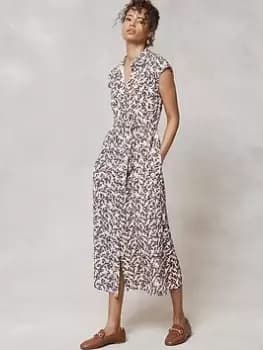 Image of Mint Velvet Hattie Print Sleeveless Midi Shirt Dress, Lilac, Size 18, Women