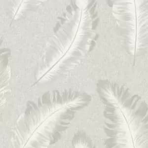 Image of Belgravia Decor Ciara Glitter Feather Silver Textured Wallpaper