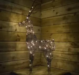 Image of 83cm Brown Outdoor Standing Wicker Reindeer Decoration With LED Lights