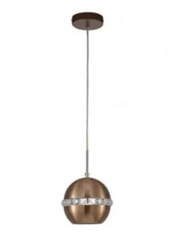 Image of Dome Ceiling Pendant E27 Satin Copper, Crystal