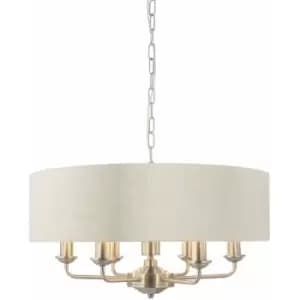 Image of Ceiling Pendant Light - Brushed Chrome Plate & Natural Linen - 6 x 40W E14