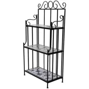 Image of Plant Stand Plant Display Black White Mosaic Pattern Vidaxl Black