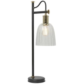 Image of Douille - 1 Light Table Lamp Polished Brass, Black, E27 - Elstead